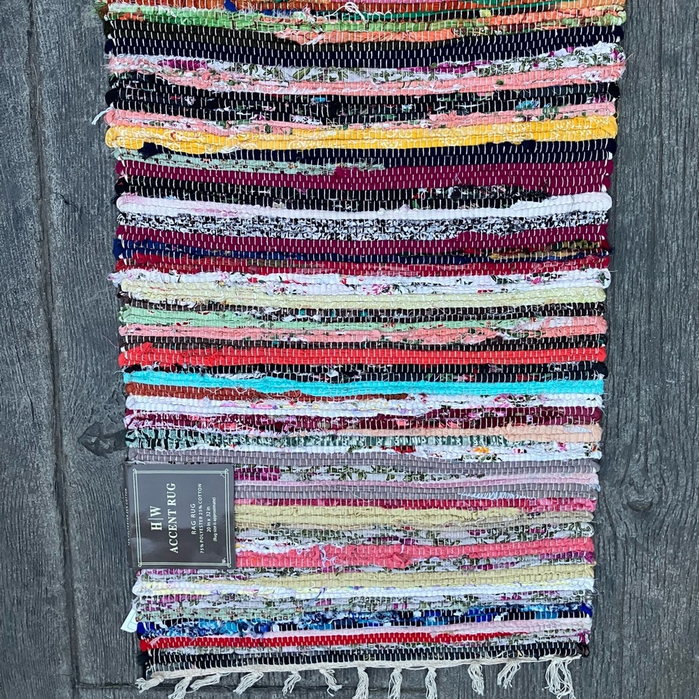 Colorful Striped Woven Rug 20X32in.
